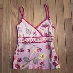 Floral Pink Tank Top with Ribbon Bow in Back